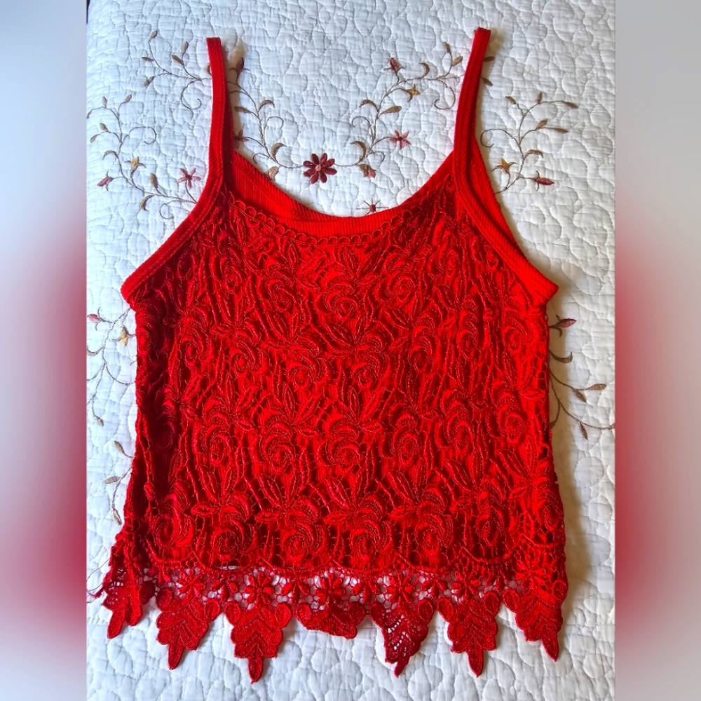 Red Lacy Top